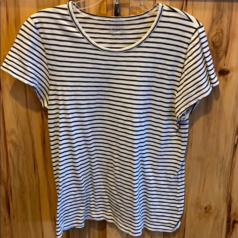 J. Crew Studio Tee B&W Stripe, L
